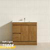 600-1500mm Freestanding Kickboard Bathroom Vanity Light Oak Wood Grain Cabinet Only & Ceramic/Poly Top Available