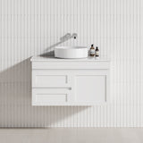 600 - 1200Mm Miami Wall Hung Bathroom Floating Vanity With Left / Right Drawers Matt White Shaker