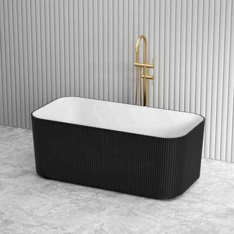 1500/1700Mm Milano Freestanding Bathtub Acrylic Matt White & Black No Overflow Back To Wall Bathtubs