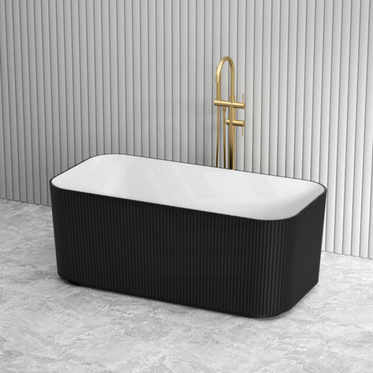 1500/1700Mm Milano Freestanding Bathtub Acrylic Matt White & Black No Overflow Back To Wall Bathtubs