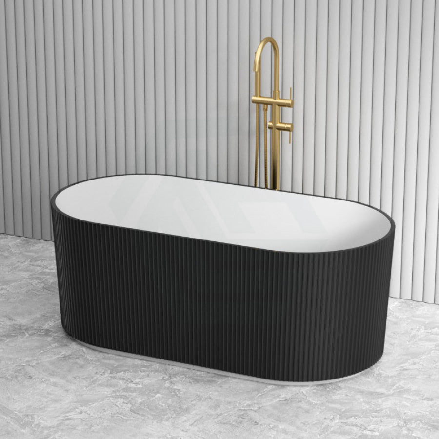 Freestanding Fluted Bathtub Oval Matt White Black - MyHomeware