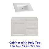 600-1500Mm Miami Wall Hung Bathroom Floating Vanity With Left / Right Drawers Matt White Shaker