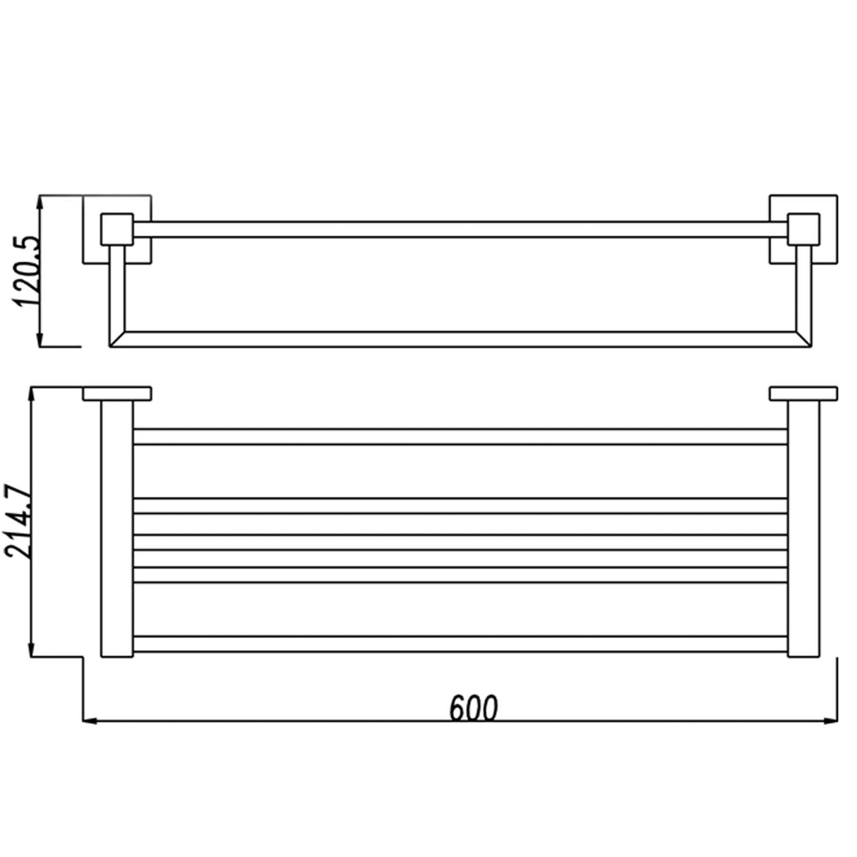 Ottimo Chrome Towel Rack 600Mm Stainless Steel Wall Mounted Bathroom Products