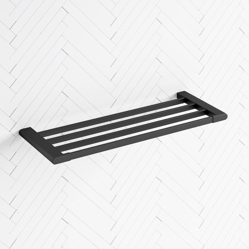 Quavo Black Towel Rack 600Mm Brass 4 Bars Wall Mounted Racks