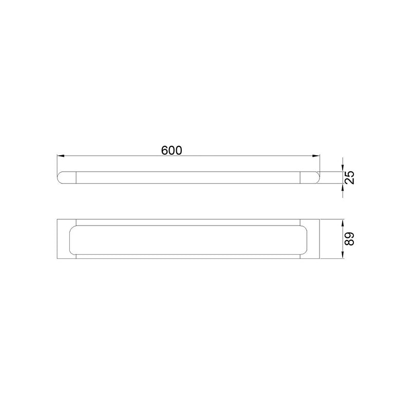 Kara 600/800Mm Chrome Brass Square & Round Single Towel Rail 600Mm Rails