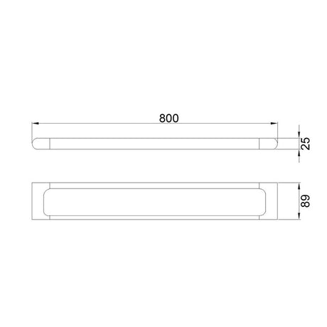 Kara 600/800Mm Chrome Brass Square & Round Single Towel Rail 800Mm Rails