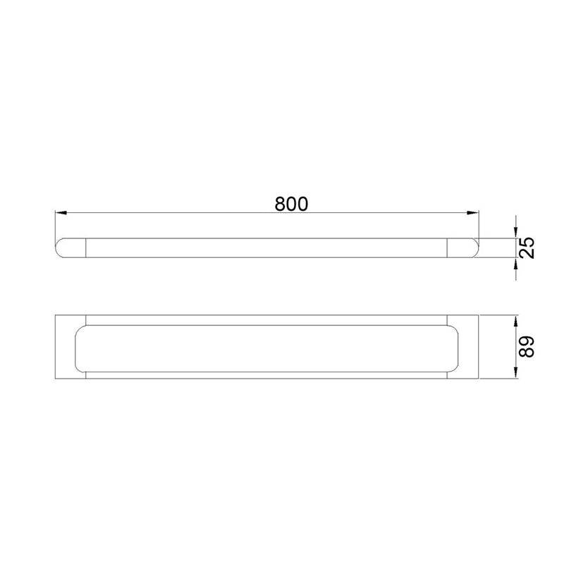 Kara 600/800Mm Chrome Brass Square & Round Single Towel Rail 800Mm Rails