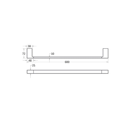 Ceram 600/800Mm Chrome Single Towel Rail Brass & Zinc Alloy 600Mm Rails