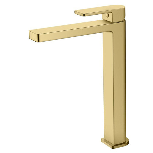 G#1(Gold) Ikon Flores Solid Brass Brushed Gold Handle Tall Basin Mixer Tap For Vanity And Sink