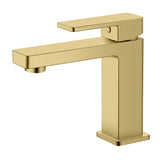 G#3(Gold) Ikon Ceram Solid Brass Brushed Gold Basin Mixer Tap For Vanity And Sink Short Mixers