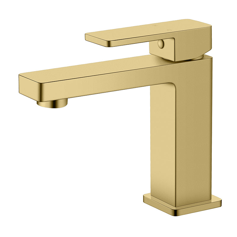 G#1(Gold) Ikon Ceram Solid Brass Brushed Gold Basin Mixer Tap For Vanity And Sink Short Mixers