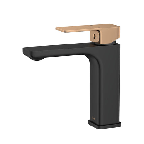 Seto Solid Brass Matt Black & Rose Gold Basin Mixer Tap For Vanity And Sink Multi-Colour Short