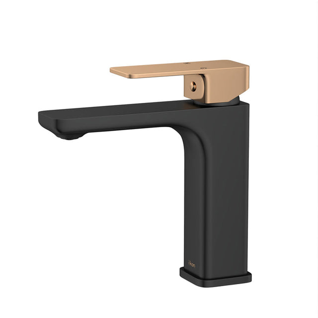 Seto Solid Brass Matt Black & Rose Gold Basin Mixer Tap For Vanity And Sink Multi-Colour Short