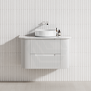 750-1800Mm Aulic Curva Wall Hung Vanity Finger Pull Drawer Timber Plywood Matt White Cabinet Only &