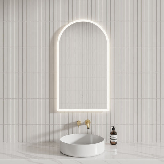 Aulic Canterbury 500X900Mm Frameless Touchless Arch Backlit Led Mirror Mirrors