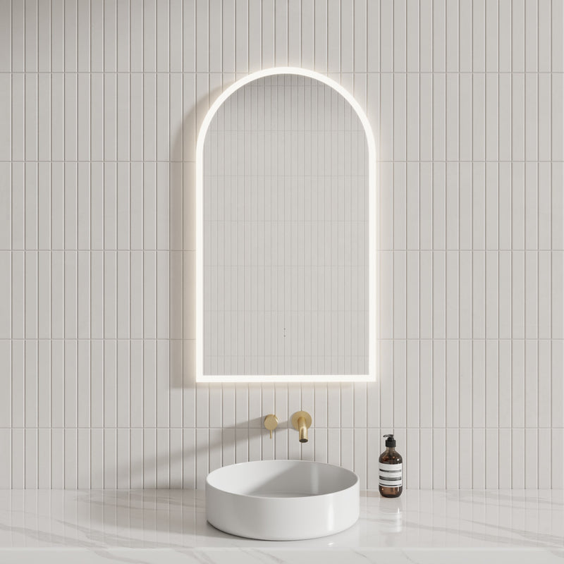 Aulic Canterbury 500X900Mm Frameless Touchless Arch Backlit Led Mirror Mirrors