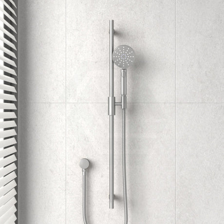 N#1(Nickel) Aquaperla Caddence Round Brushed Nickel Shower Rail With Abs 3 Functions Handheld Set