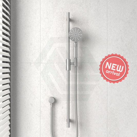 N#1(Nickel) Aquaperla Caddence Round Brushed Nickel Shower Rail With Abs 3 Functions Handheld Set