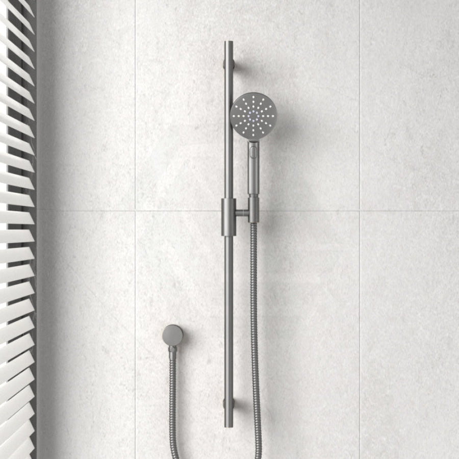 M#1(Gunmetal Grey) Aquaperla Caddence Round Brushed Gunmetal Shower Rail With Abs 3 Functions