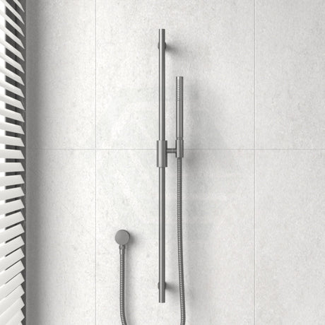 M#1(Gunmetal Grey) Aquaperla Caddence Round Brushed Gunmetal Shower Rail With Water Hose & Wall