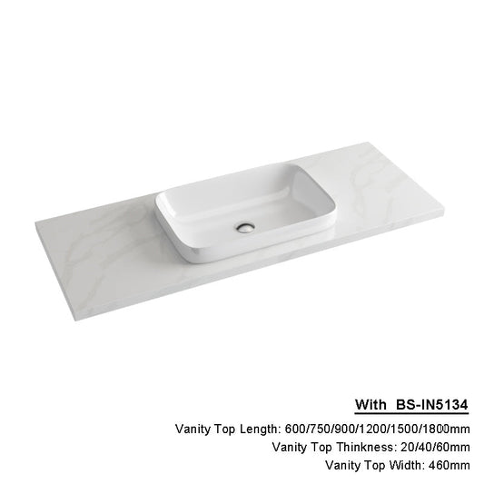 20/40/60Mm Dolce Tree Stone Top Calacatta Quartz With Inset Basin 600-1800Mm Vanity Tops