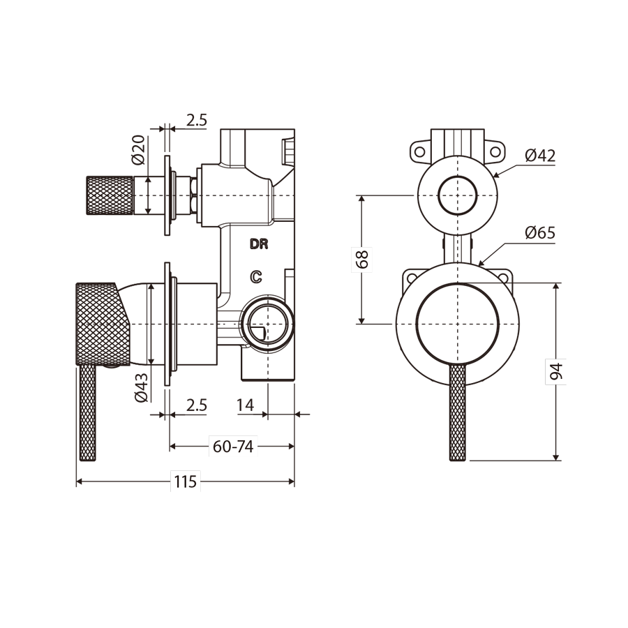 Fienza Axle Matt Black Wall Diverter Mixer Dress Kit Only Small Round Plates Tap Accessories