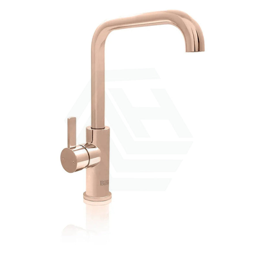 Billi Rose Gold Stand-Alone Square Gooseneck Mixer Tap Swivel Sink Mixers