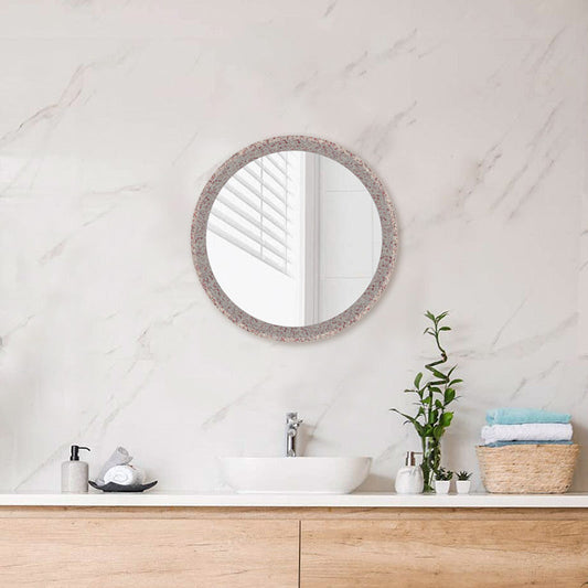 500Mm Bathroom Mirror Concrete Framed Terrazzo Round Wall Mounted Mirrors