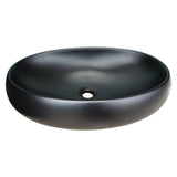 600X400X155Mm Bathroom Oval Above Counter Matt Black Ceramic Wash Basin