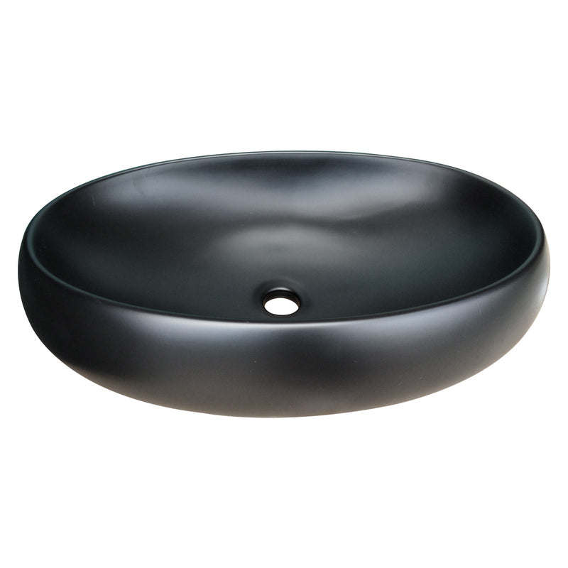 600X400X155Mm Bathroom Oval Above Counter Matt Black Ceramic Wash Basin