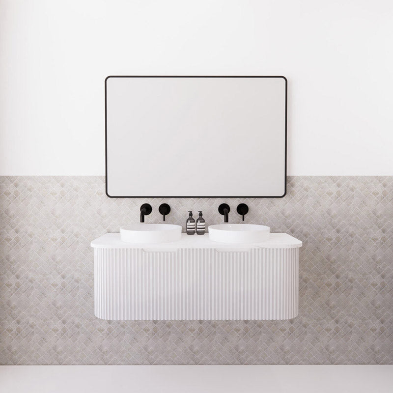 750-1500mm Bergen Wall Hung Vanity Matt White PVC Coating MDF Board Bathroom Cabinet