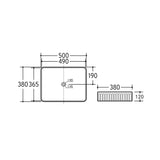 500X380X120Mm Rectangle Above Counter Ceramic Basin Ultra Slim Matt White Basins