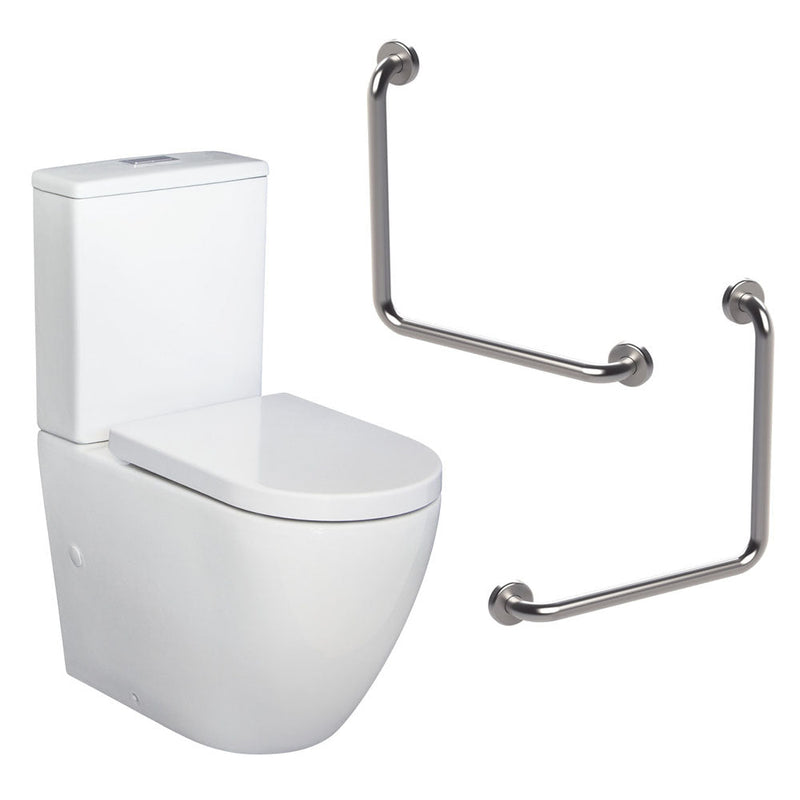 Fienza Ambulant Toilet Suite Care Kit With 90 Degree Grab Rails Special Needs