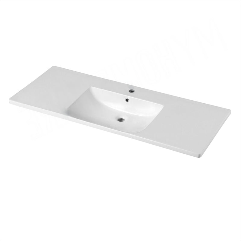 1205X460X165Mm D Shape Ceramic Top For Bathroom Vanity Sleek High Gloss Single Bowl 1 Tap Hole