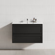 600-1500Mm Wall Hung Pvc Vanity With Matt Black Finish For Bathroom Cabinet Only&Ceramic/Poly Top