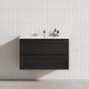 600-1500Mm Wall Hung Pvc Vanity With Matt Black Finish For Bathroom Cabinet Only&Ceramic/Poly Top