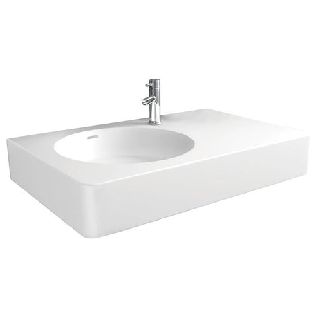 Fienza 700x300x115mm Matt White Cast Stone Wall Hung Basin