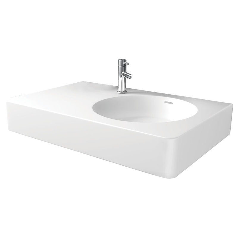 Fienza 700x300x115mm Matt White Cast Stone Wall Hung Basin