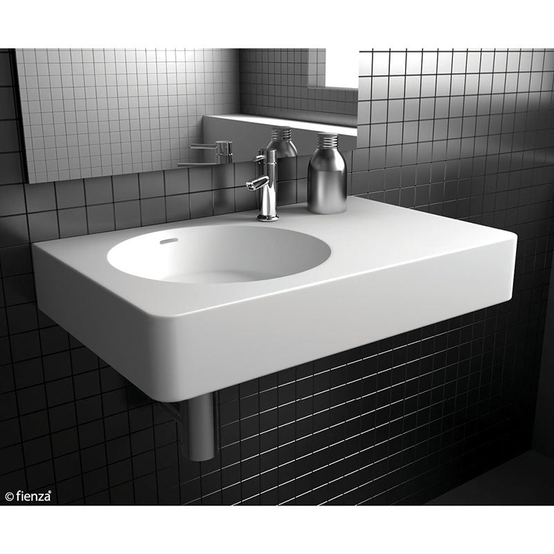 Fienza 700x300x115mm Matt White Cast Stone Wall Hung Basin