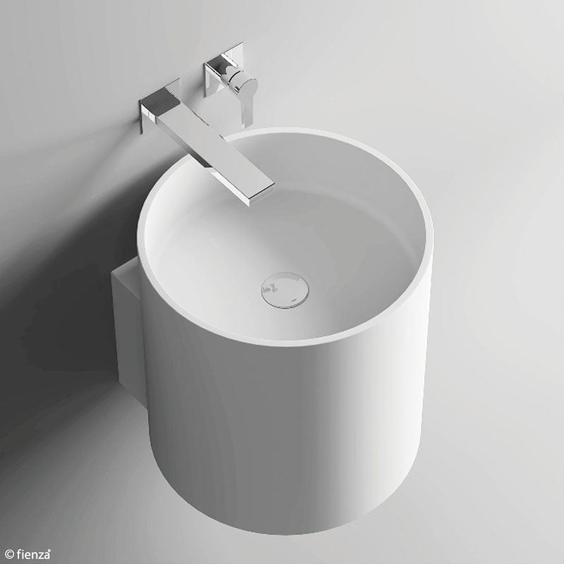 Fienza 430x400x400mm Livo Matt White Cast Stone Wall Hung Basin