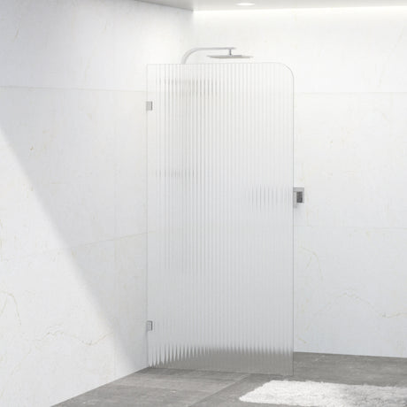 800/900/1000/1100/1200X2100Mm Frameless Curved Corner Shower Screen Single Door Fixed Panel Fluted