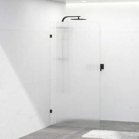 800/900/1000/1100/1200X2100Mm Frameless Curved Corner Shower Screen Single Door Fixed Panel Fluted