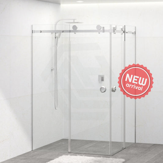 870-1450Mm Shower Screen Chrome Frameless Double Sliding 10Mm Glass 2000Mm Height Screens