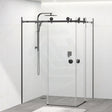 870-1450Mm Shower Screen Matt Black Frameless Double Sliding 10Mm Glass 2000Mm Height Screens