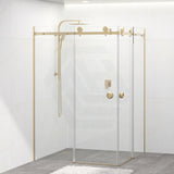 G#1(Gold) 870-1450Mm Shower Screen Brushed Gold Frameless Double Sliding 10Mm Glass 2000Mm Height