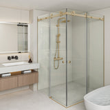 G#1(Gold) 870-1450Mm Shower Screen Brushed Gold Frameless Double Sliding 10Mm Glass 2000Mm Height