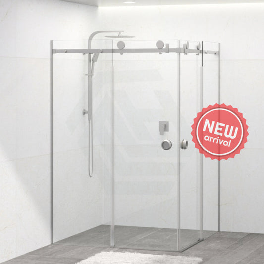 N#1(Nickel) 870-1450Mm Shower Screen Brushed Nickel Frameless Double Sliding 10Mm Glass 2000Mm