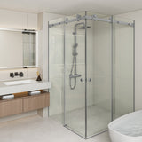 N#1(Nickel) 870-1450Mm Shower Screen Brushed Nickel Frameless Double Sliding 10Mm Glass 2000Mm