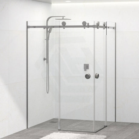 M#1(Gunmetal Grey) 870-1450Mm Shower Screen Gunmetal Grey Frameless Double Sliding 10Mm Glass