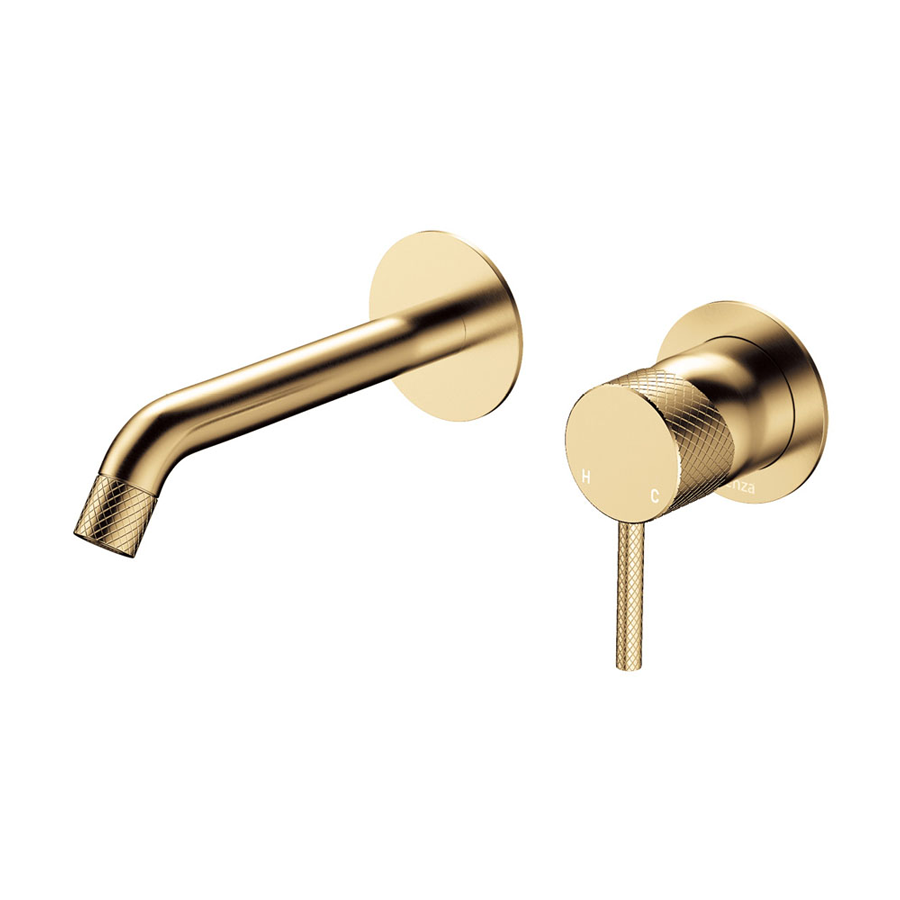 G#2(Gold) Fienza Axle Urban Brass Basin/Bath Wall Mixer Dress Kit Only Small Round Plates 160Mm